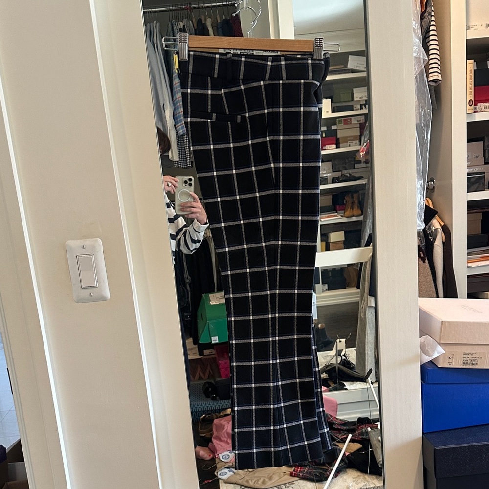 Black Blue and White Plaid Pants